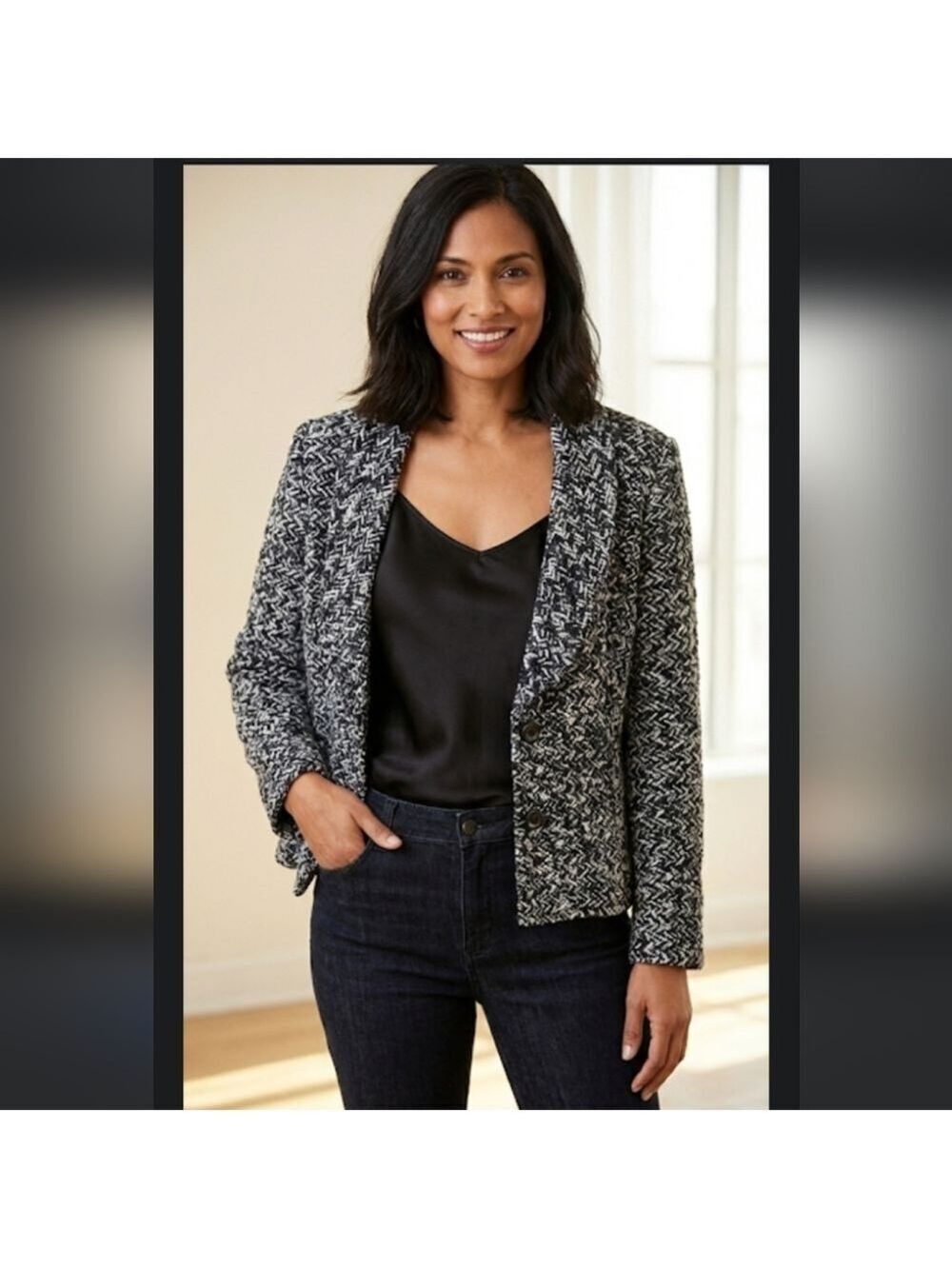 Lena Gabrielle Black White Blazer Size 10